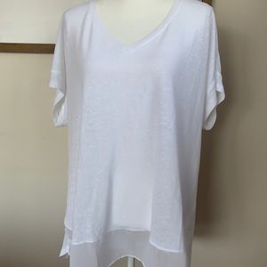 semi-sheer white plus size blouse